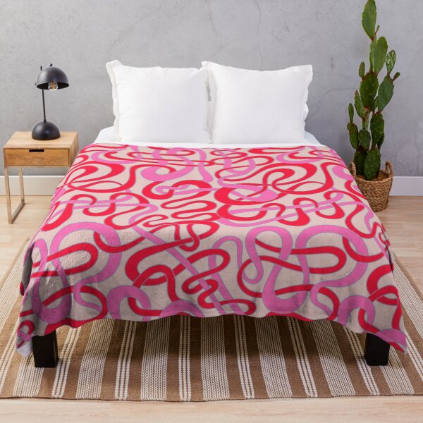 Item preview, MY STRIPES ARE TANGLED Curvy Organic Abstract Squiggle Shapes in Vintage Glam Fuchsia Pink Red Lavender Purple on Light Pink - UnBlink Studio by Jackie Tahara designed and sold by Jackie Tahara of UnBlink Studio.