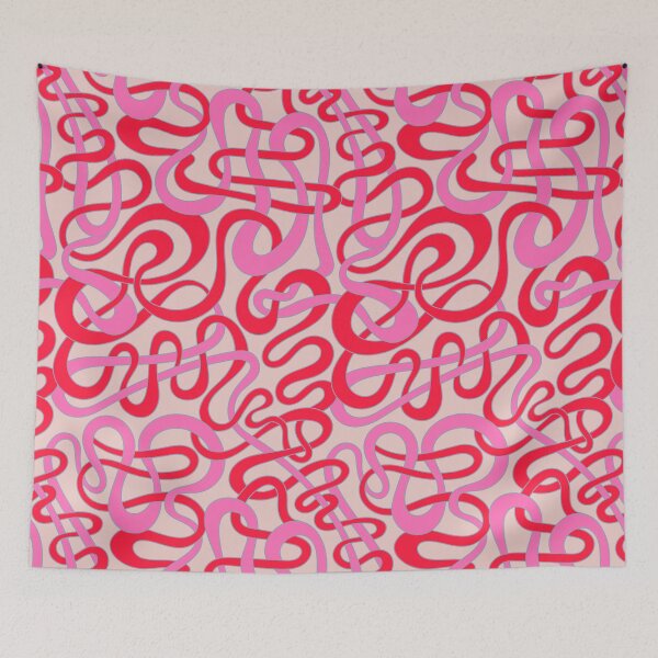 Item preview, MY STRIPES ARE TANGLED Curvy Organic Abstract Squiggle Shapes in Vintage Glam Fuchsia Pink Red Lavender Purple on Light Pink - UnBlink Studio by Jackie Tahara designed and sold by Jackie Tahara of UnBlink Studio.