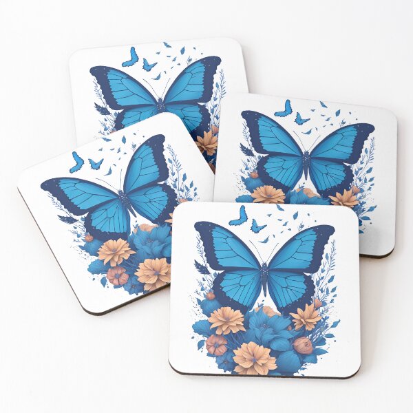 Item preview, Blue Butterfly Illustration with Flowers Design designed and sold by monkycl.