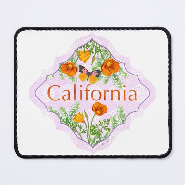 Item preview, California Poppy and Redwood Sticker | California State Illustration for water bottle, laptop, journal  | Vinyl stickers for nature lovers and travelers Mug, Journal, Cup designed and sold by JourneyHomeMade.