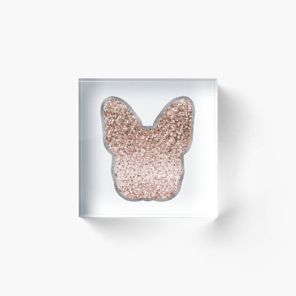 Sparkling rose gold French Bulldog - graphite silver Acrylic Block