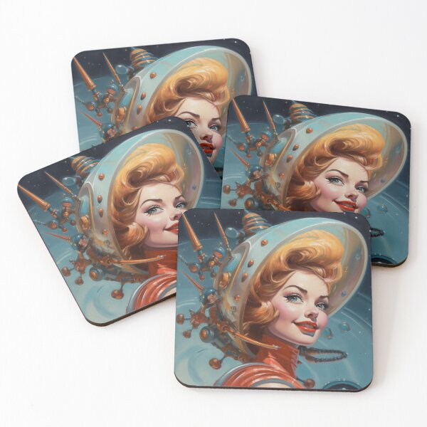 Item preview, Sci-Fi, pin up, retro futuristic beautiful smiling girl designed and sold by GueloStudio.