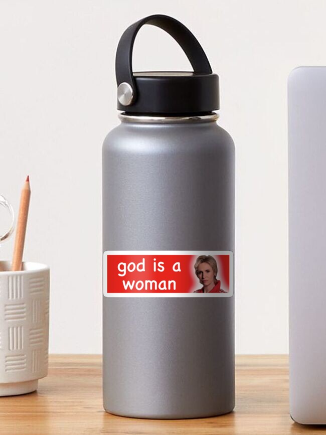Thumbnail 1 of 3, Sticker, Sue Sylvester God Is a Woman Bumper Sticker designed and sold by SuesCorner.