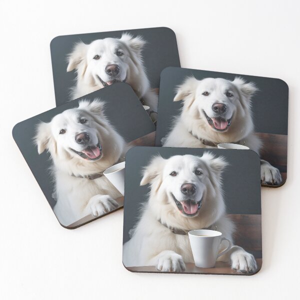 Item preview, Perky Pup: Adorable Akbash Coffee Art for Caffeine Lovers  designed and sold by ClawedCreations.