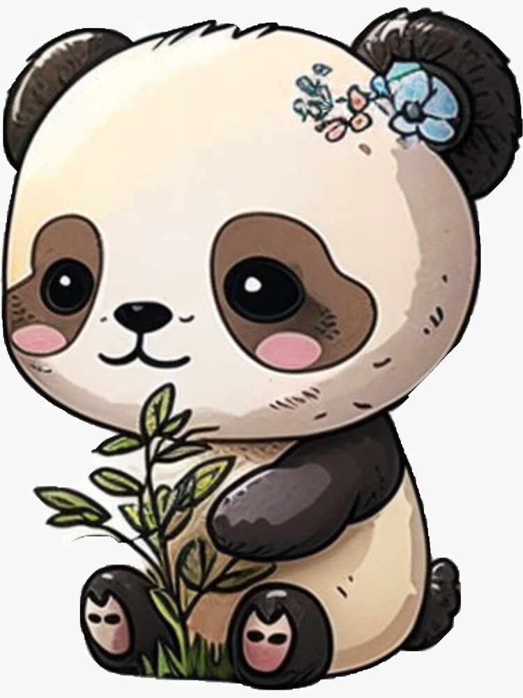 Die-cut sticker, Cute kawaii Panda cub sticker, whit