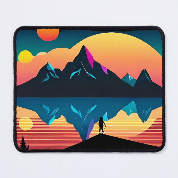 Item preview, A Mountainous Sunrise - Geometric Shapes and Bold Colors Illuminate the Scene designed and sold by GalihDA.