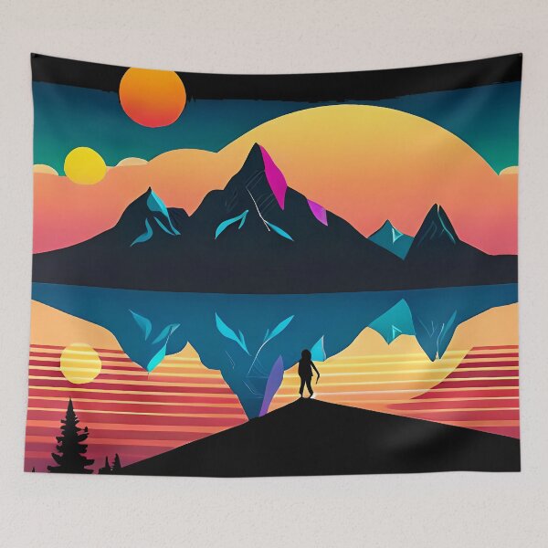 Item preview, A Mountainous Sunrise - Geometric Shapes and Bold Colors Illuminate the Scene designed and sold by GalihDA.