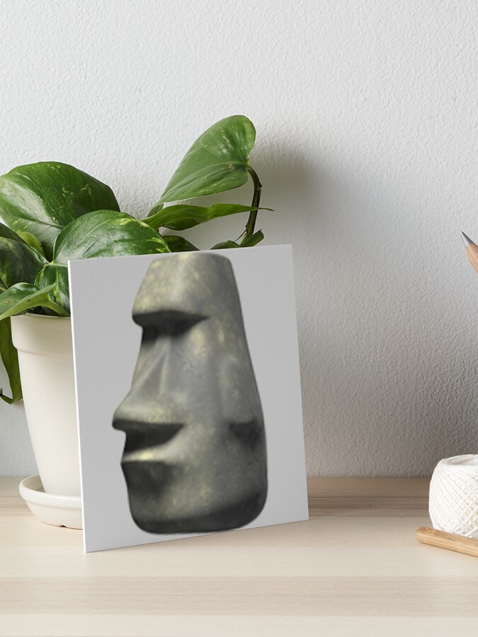 EMOJI STICKER, grey Moai statue art, png