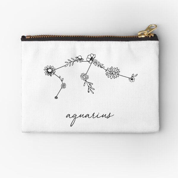 Aquarius Zodiac Wildflower Constellation Zipper Pouch