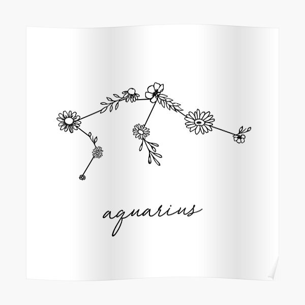 Constellation de fleurs sauvages du zodiaque du Verseau Poster