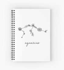 Aquarius Zodiac Wildflower Constellation Spiral Notebook
