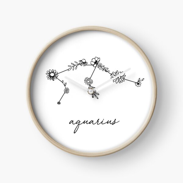 Aquarius Zodiac Wildflower Constellation Clock