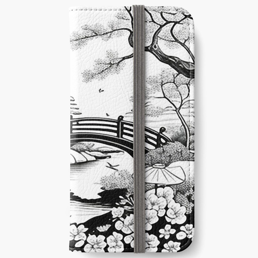 Japanese Garden - black and white papercraft Canvas Print for