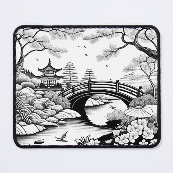 Item preview, Japanese Garden - black and white papercraft designed and sold by peaches1001.