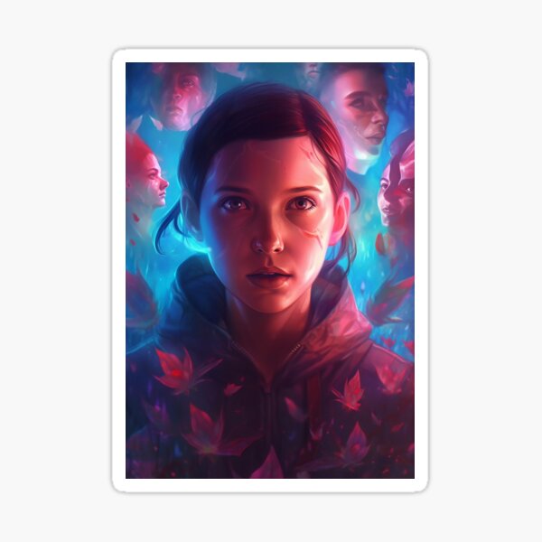 Item preview, AI Generated Futuristic Stranger Things Netflix with Eleven and Mike Poster designed and sold by JuxtaJoy Studios.
