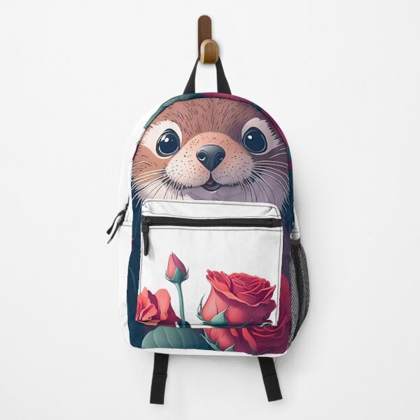 Item preview, An adorable cute smiling baby otter inside a bunch of rose flowers designed and sold by SmileOtter.