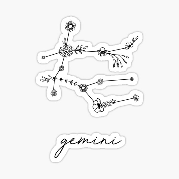 Gemini Zodiac Wildflower Constellation Sticker