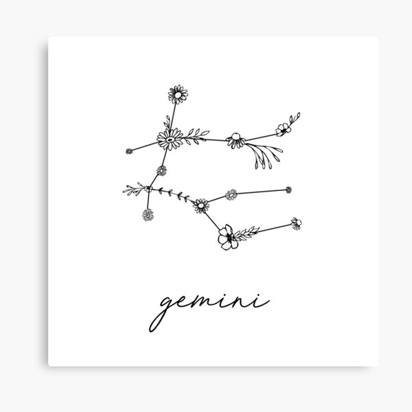 Gemini Zodiac Wildflower Constellation Canvas Print