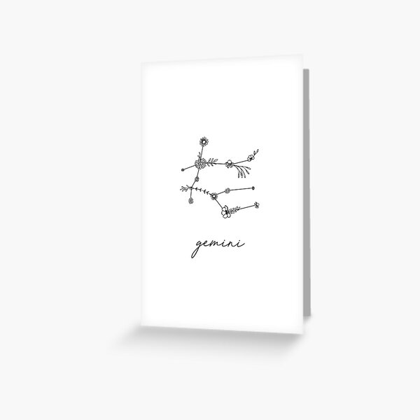 Gemini Zodiac Wildflower Constellation Greeting Card