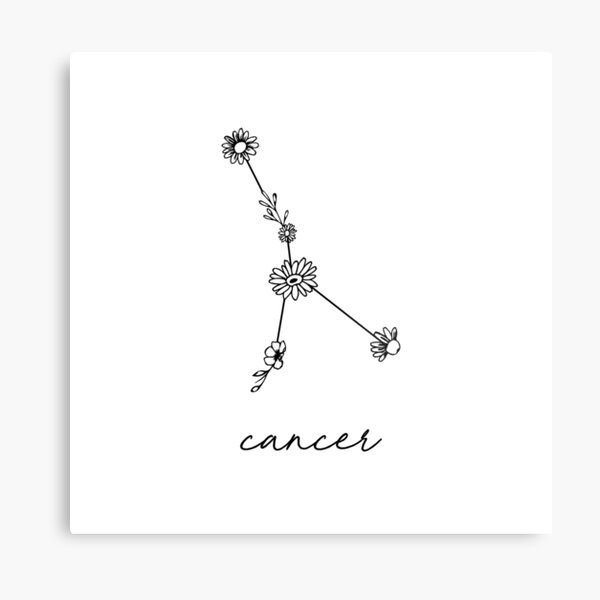 Cancer Zodiac Wildflower Constellation Metal Print