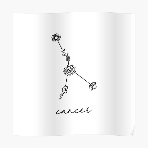 Cancer Zodiac Wildflower Constellation Poster