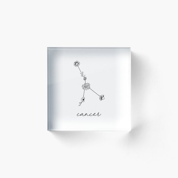 Cancer Zodiac Wildflower Constellation Acrylic Block