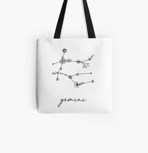 Gemini Zodiac Wildflower Constellation All Over Print Tote Bag