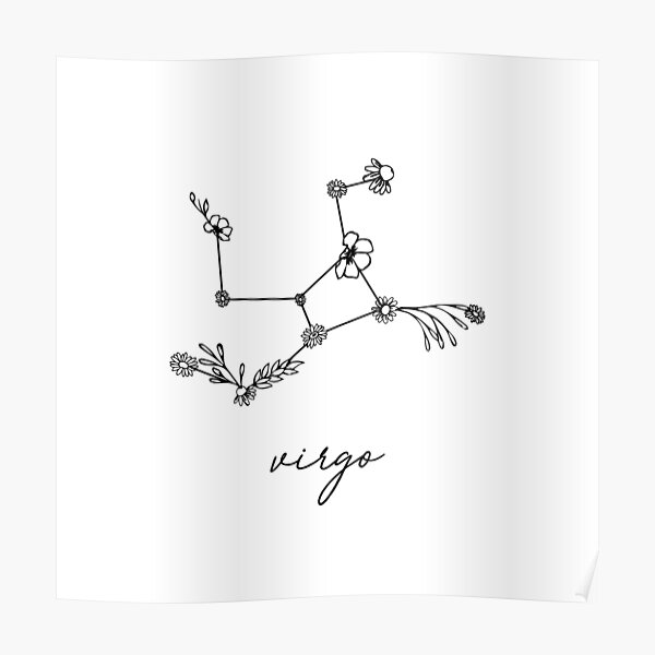 Virgo Zodiac Wildflower Constellation Poster