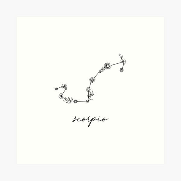 Scorpio Zodiac Wildflower Constellation Art Print