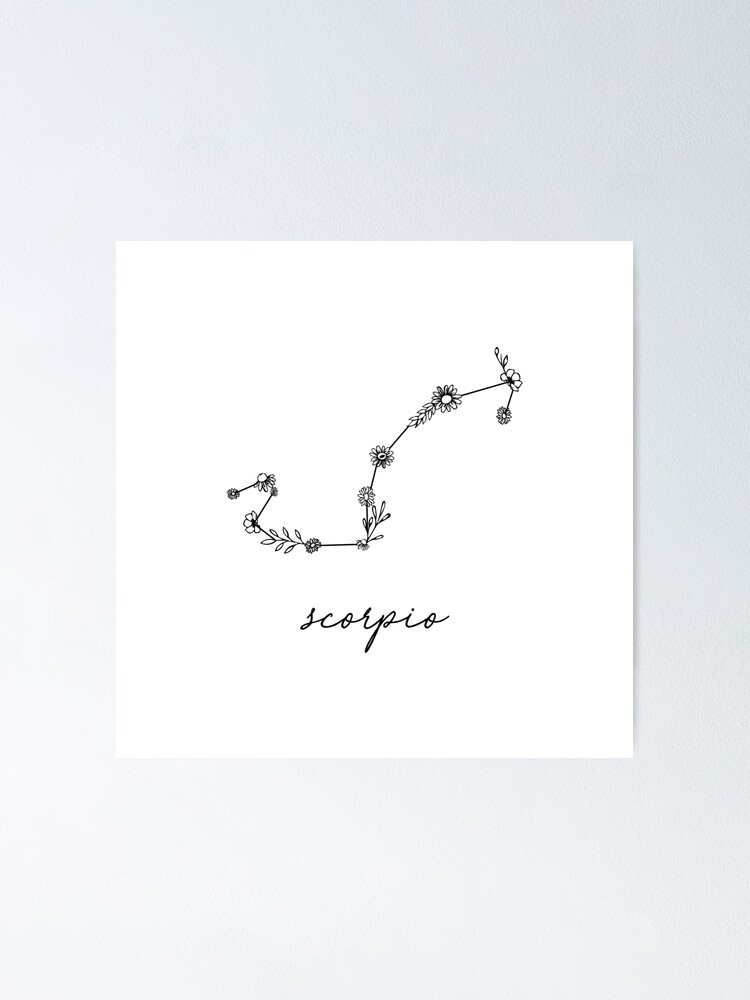 Alternate view of Scorpio Zodiac Wildflower Constellation Poster