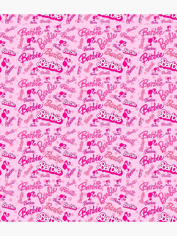 All Barbie Logo Collage With Pink Hearts Pattern - Pink Background Backpack