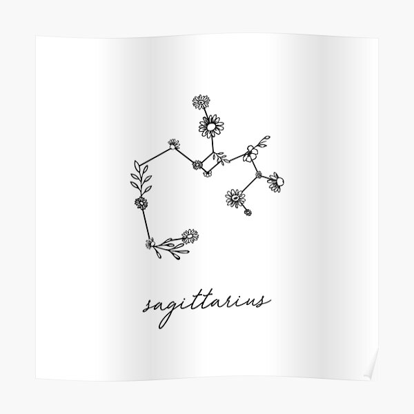 Sagittarius Zodiac Wildflower Constellation Poster