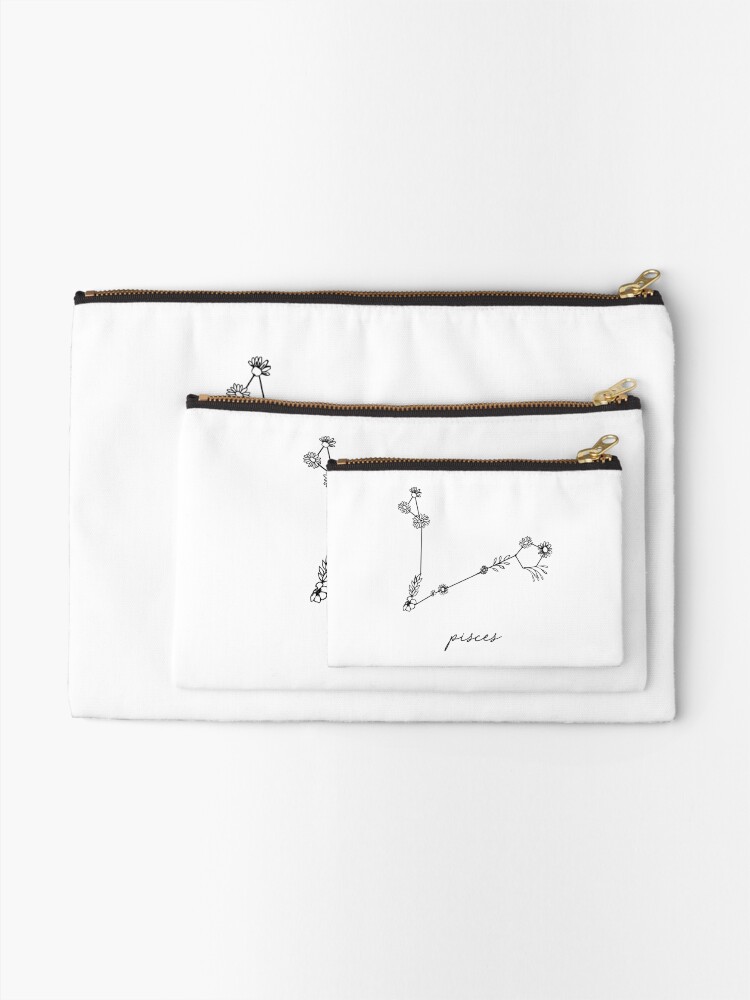 Alternate view of Pisces Zodiac Wildflower Constellation Zipper Pouch