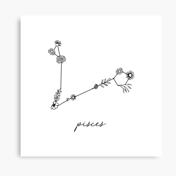 Pisces Zodiac Wildflower Constellation Canvas Print