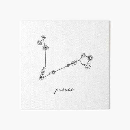 Pisces Zodiac Wildflower Constellation Art Board Print