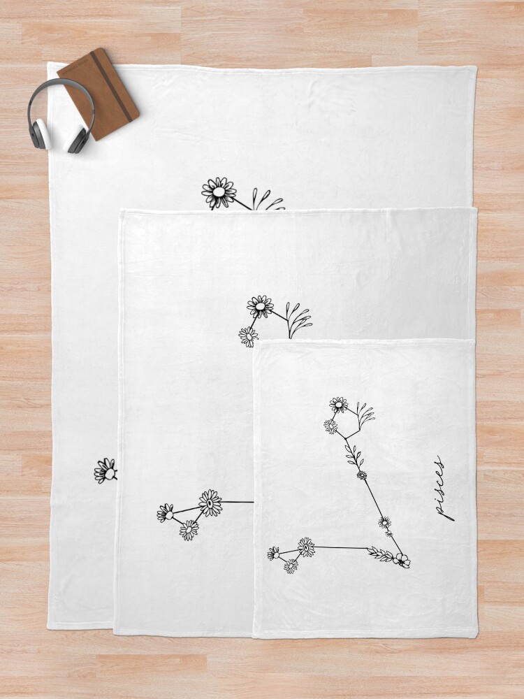 Alternate view of Pisces Zodiac Wildflower Constellation Throw Blanket