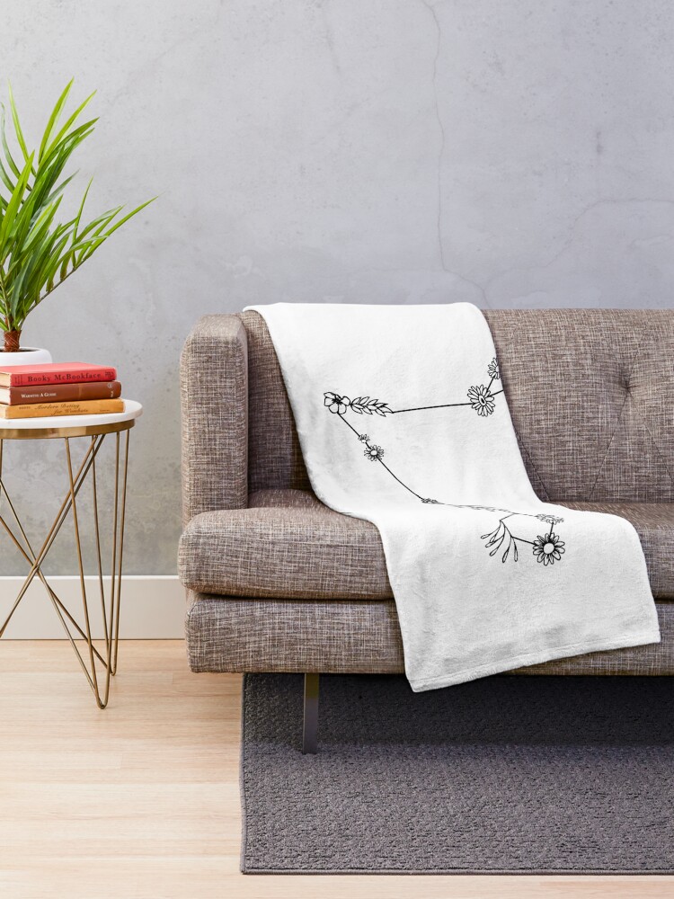 Alternate view of Pisces Zodiac Wildflower Constellation Throw Blanket