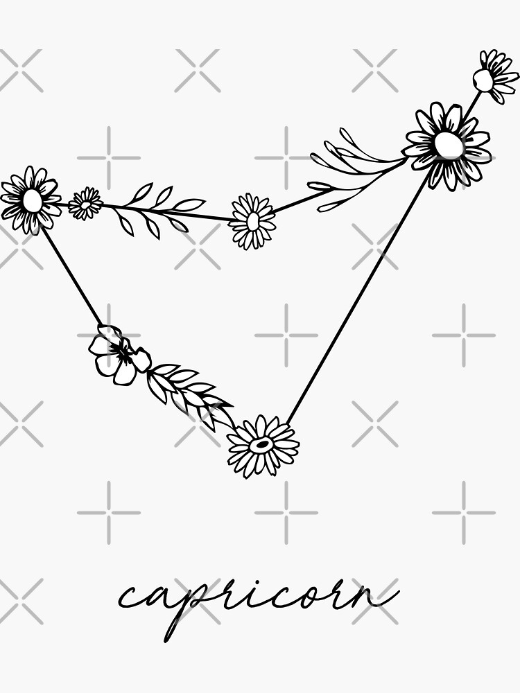 Premium Vector | Capricorn constellation zodiac sign with flower moon and  stars