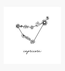 Capricorn Zodiac Wildflower Constellation Photographic Print