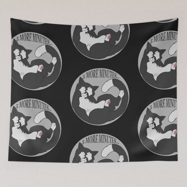 Item preview, 5 More Minutes Cute Sleepy Tuxedo Cat designed and sold by MooseCanoe32.