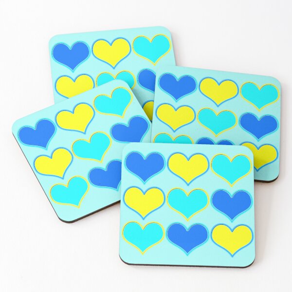 Item preview, Blue Aqua Yellow Heart Pattern designed and sold by Karen Simon.