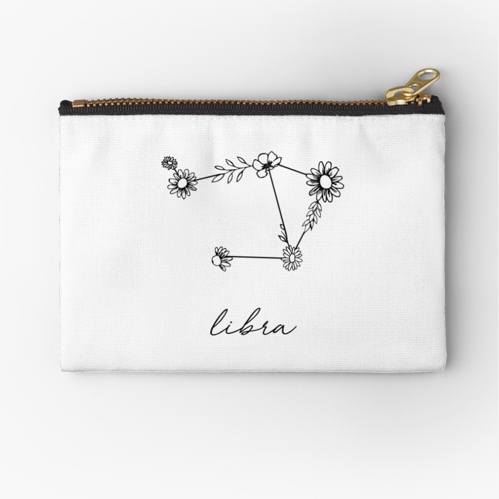 Libra Zodiac Wildflower Constellation Zipper Pouch