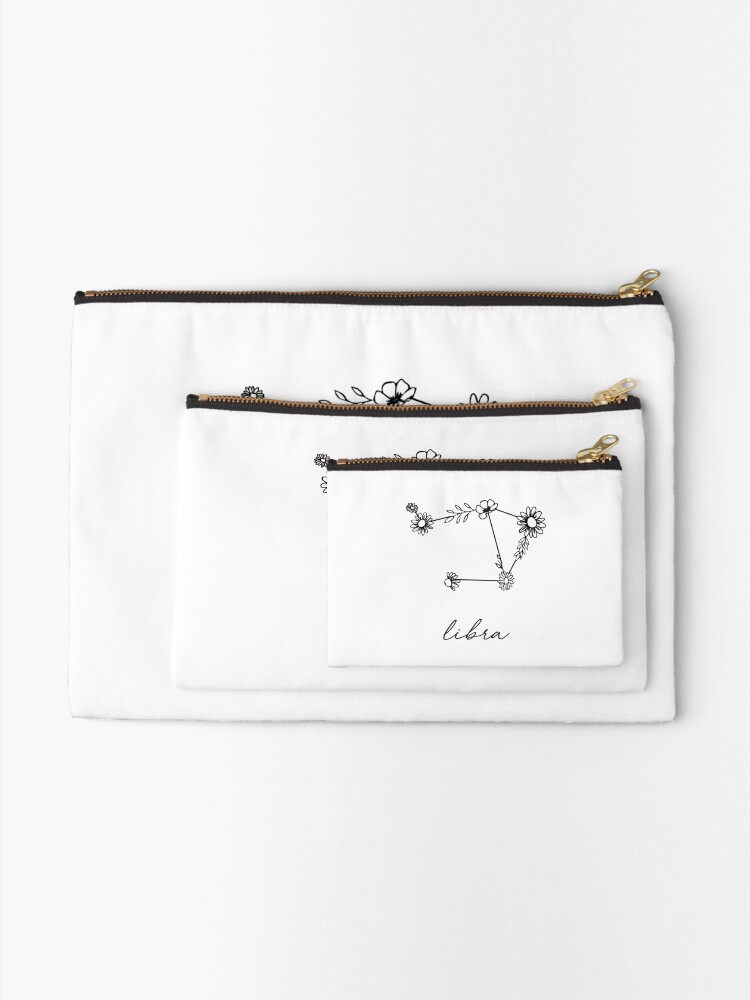 Alternate view of Libra Zodiac Wildflower Constellation Zipper Pouch