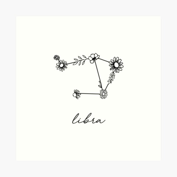 Libra Zodiac Wildflower Constellation Art Print