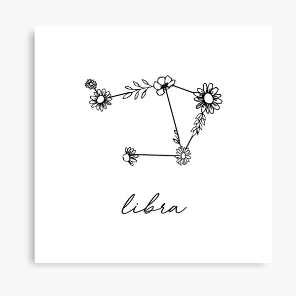 Libra Zodiac Wildflower Constellation Canvas Print