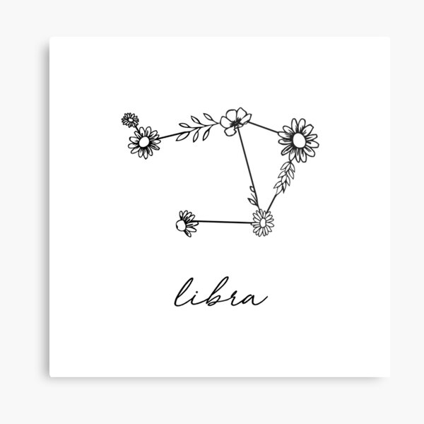 Libra Zodiac Wildflower Constellation Metal Print