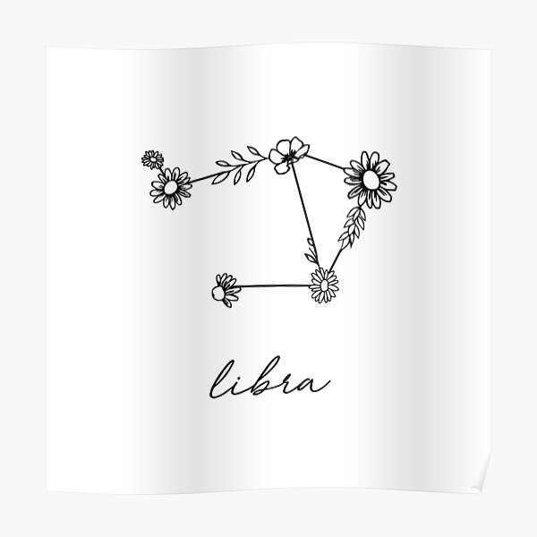 Libra Zodiac Wildflower Constellation Poster