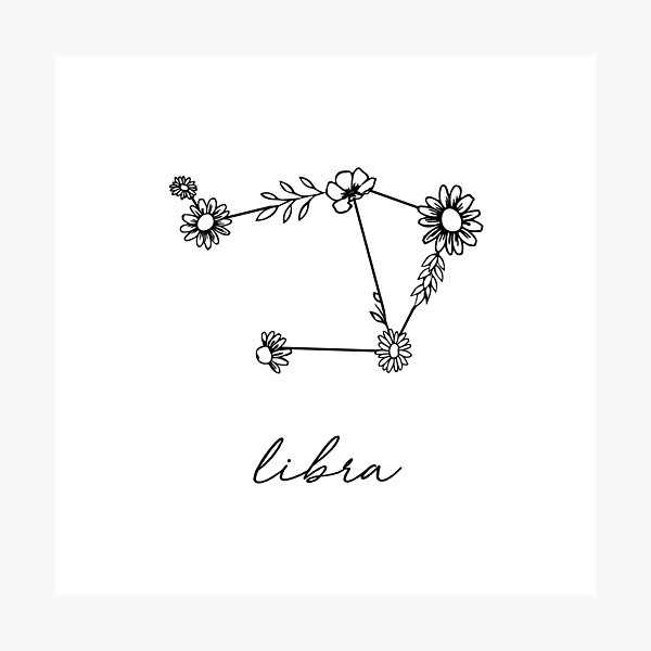 Libra Zodiac Wildflower Constellation Photographic Print