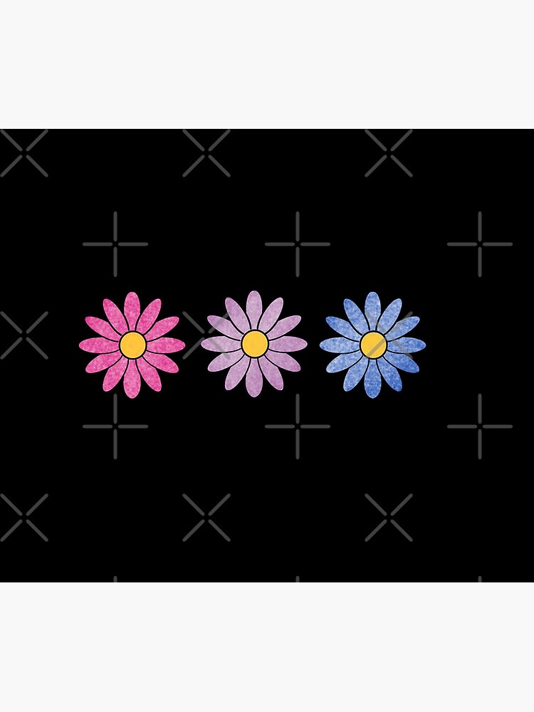 Disover Tri-coloured Daisies, Black Background Tapestry
