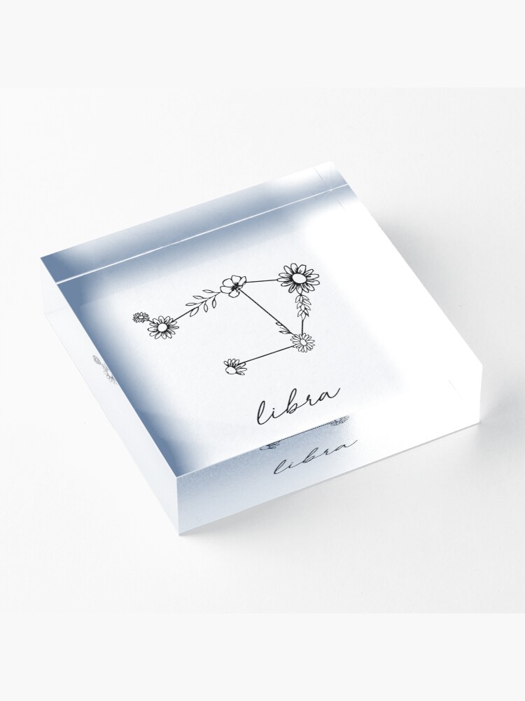 Alternate view of Libra Zodiac Wildflower Constellation Acrylic Block